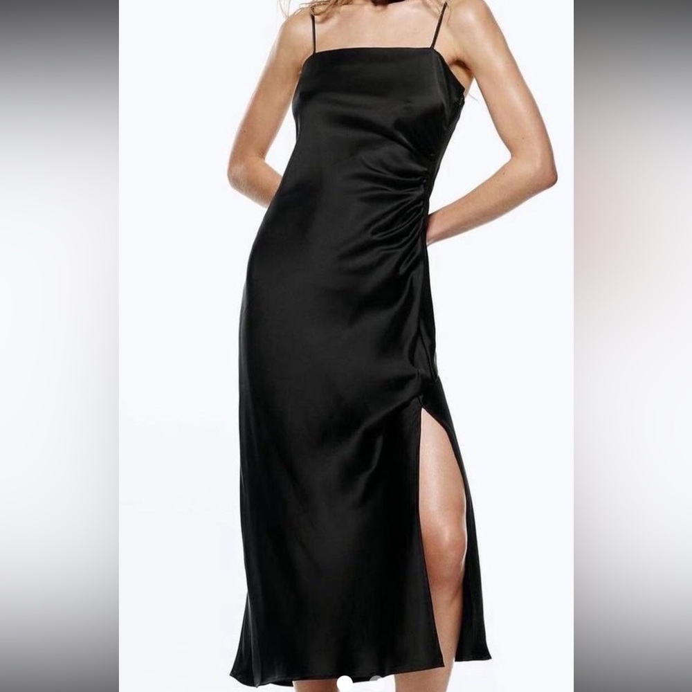 Zara Elegant Black Satin Gown